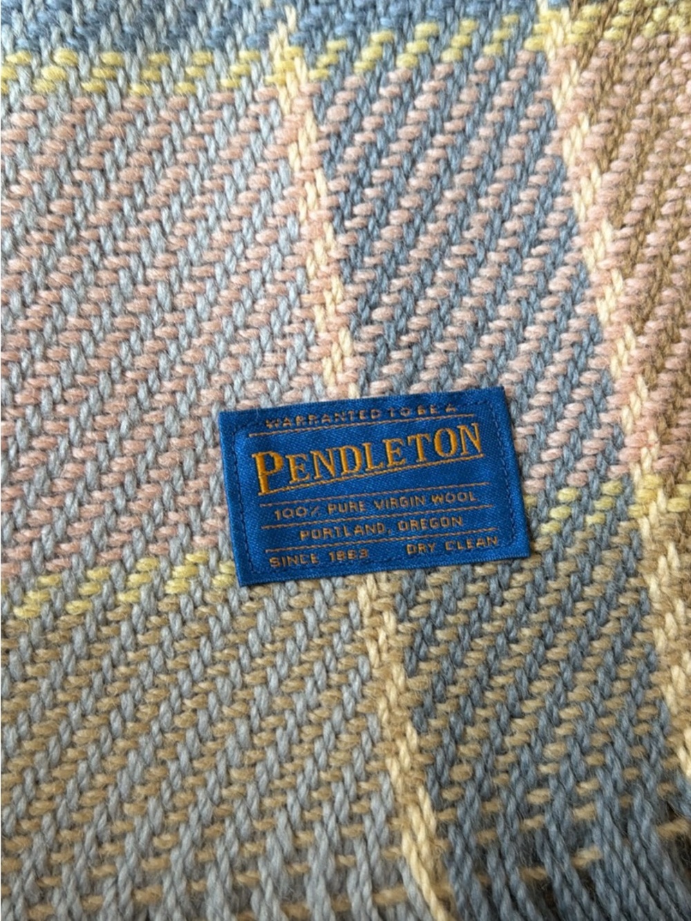 Vintage Pendleton pastel plaid throw blanket Wool